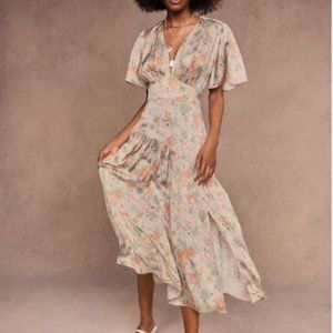 NWT Topshop Willow Floral Angle Sleeve Satin Dress